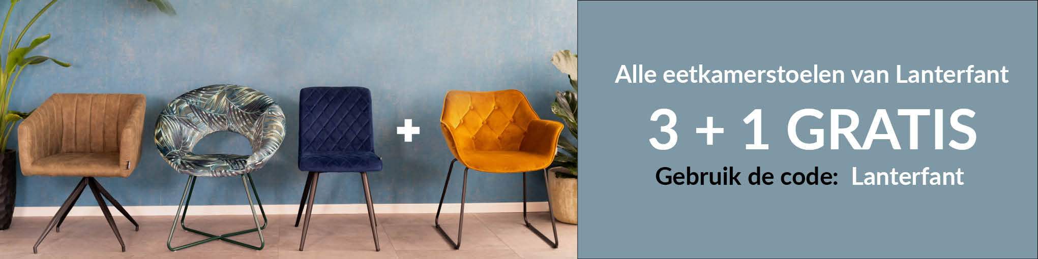 Lanterfant eetkamerstoelen 3+1 gratis