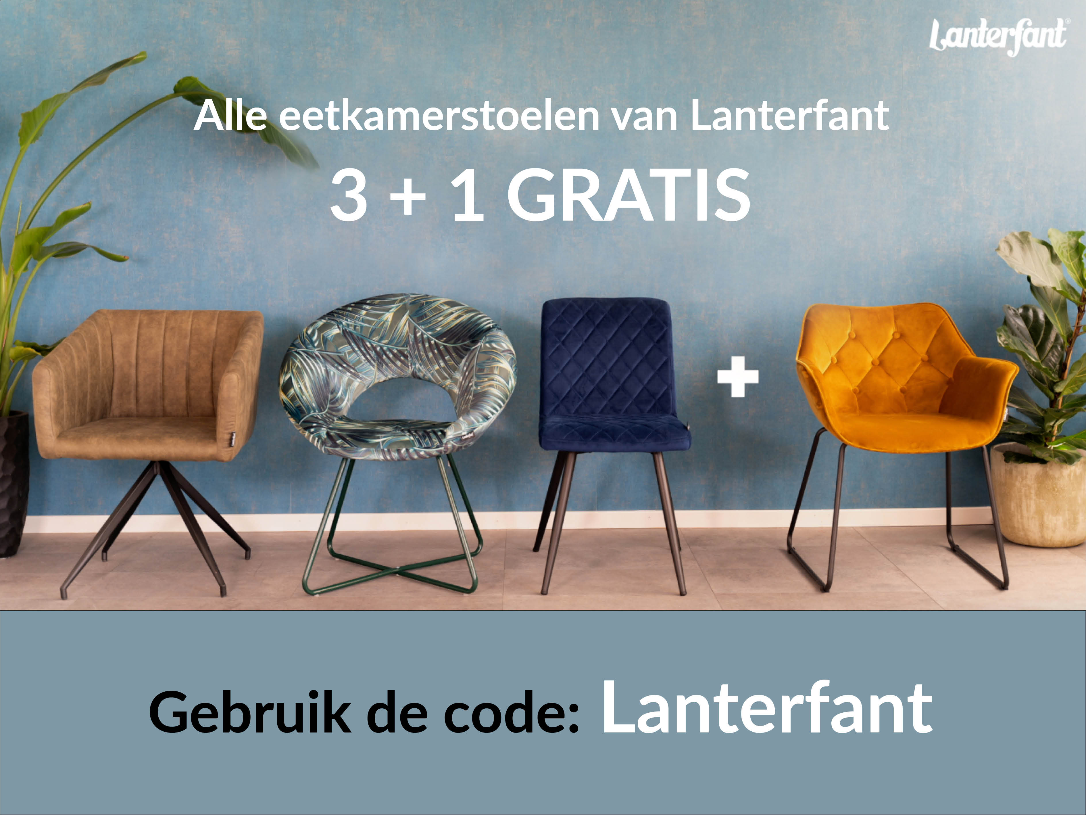 Lanterfant eetkamerstoelen 3+1 gratis